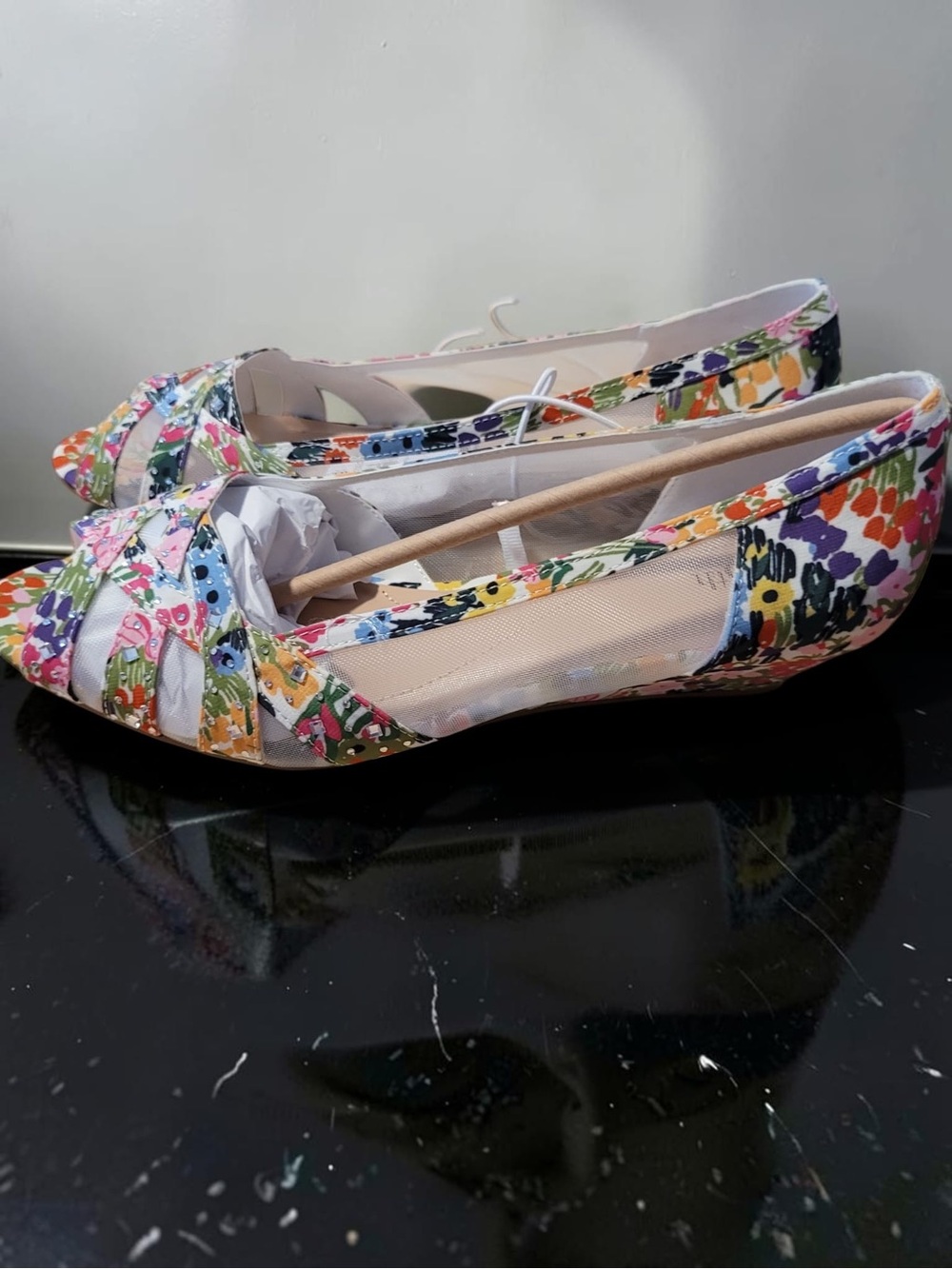 East 5th Floral Multi-Color Peep-Toe Flats